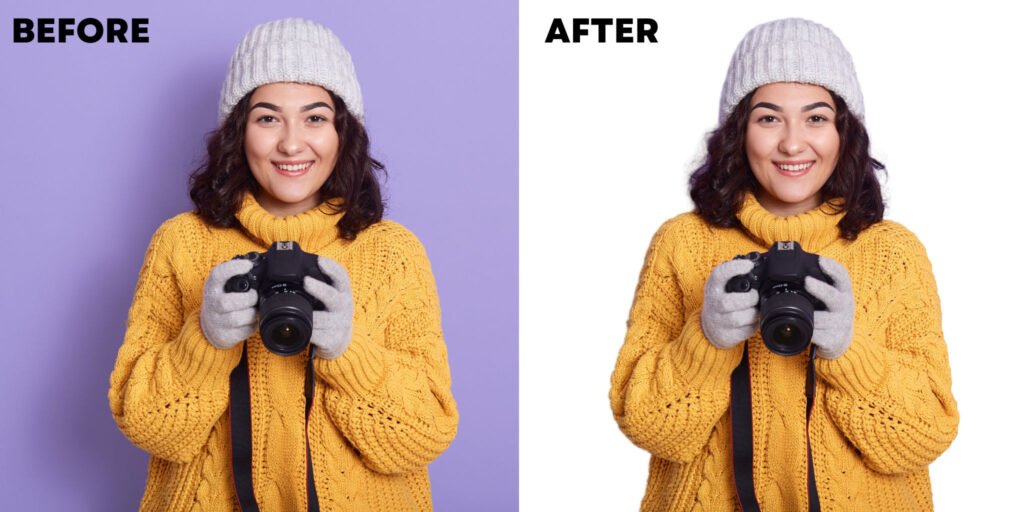 Before and after comparison of background removal services